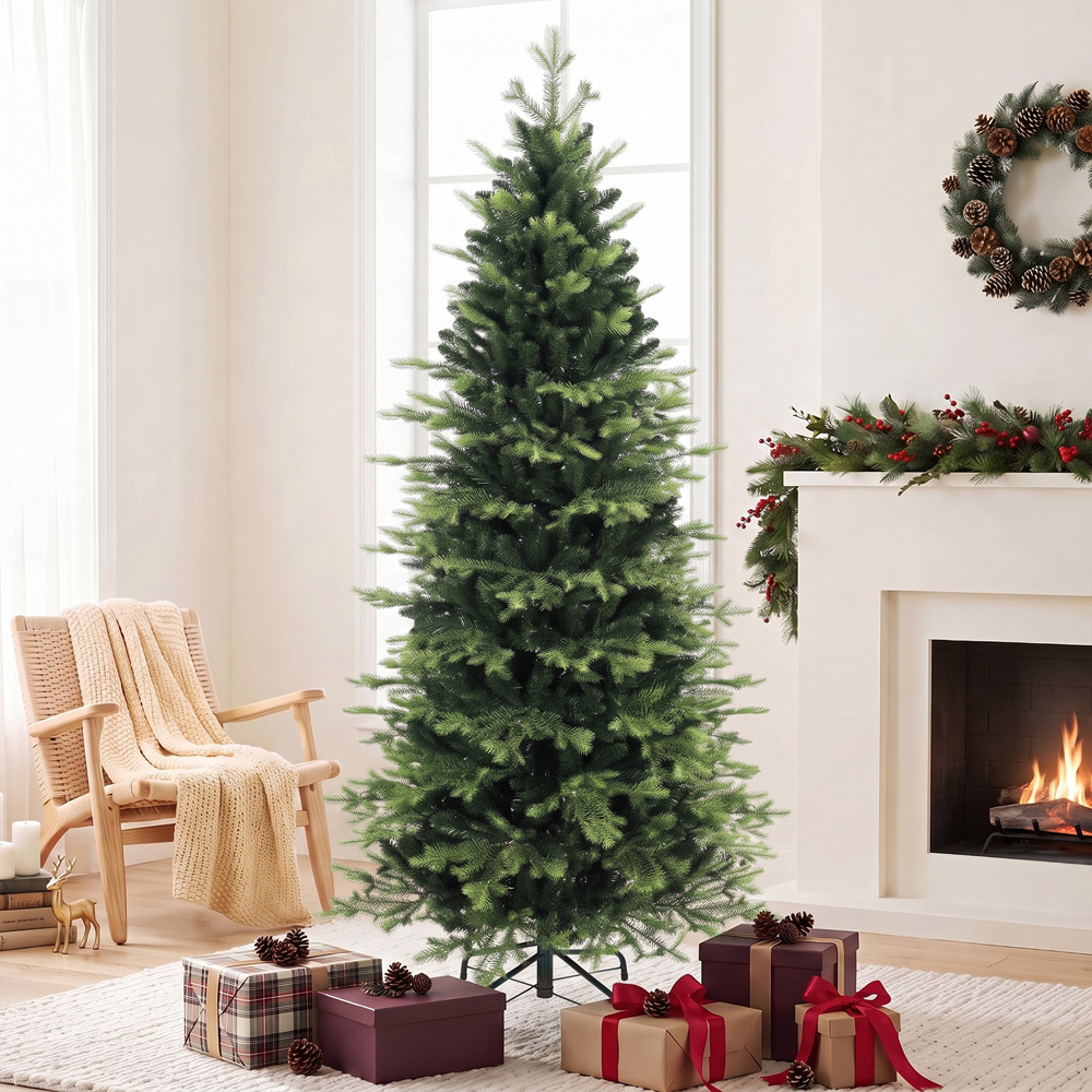 HOMCOM Green Geneva Fir Hinged Artificial Christmas Tree with 2079 Branch Tips 7ft Image 2