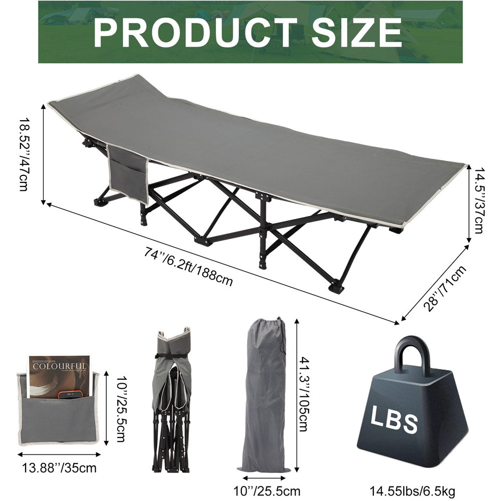 Willowmare Single Blue Portable Folding Camping Bed with Mattress Image 8