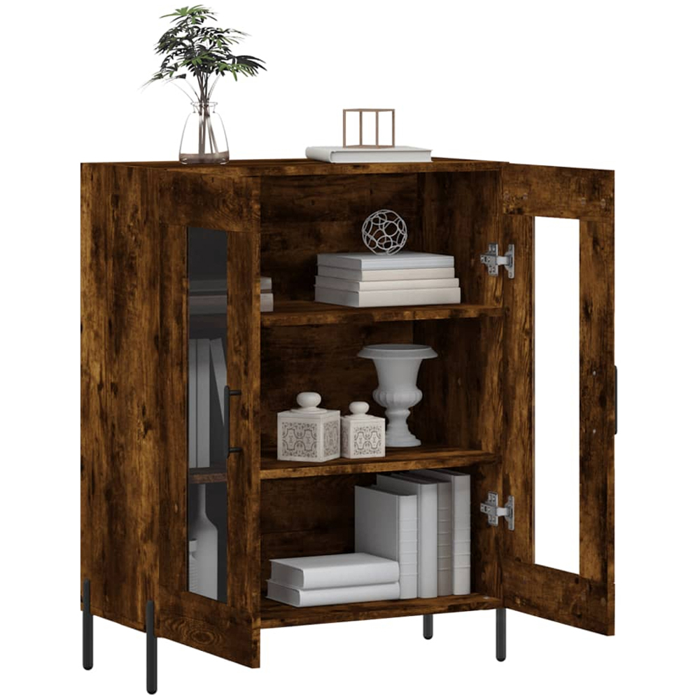 vidaXL 2 Glass Door Smoked Oak Sideboard Image 4