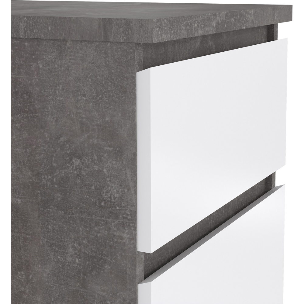 Florence 5 Drawer Concrete and White High Gloss Narrow Chest of Drawers Image 5