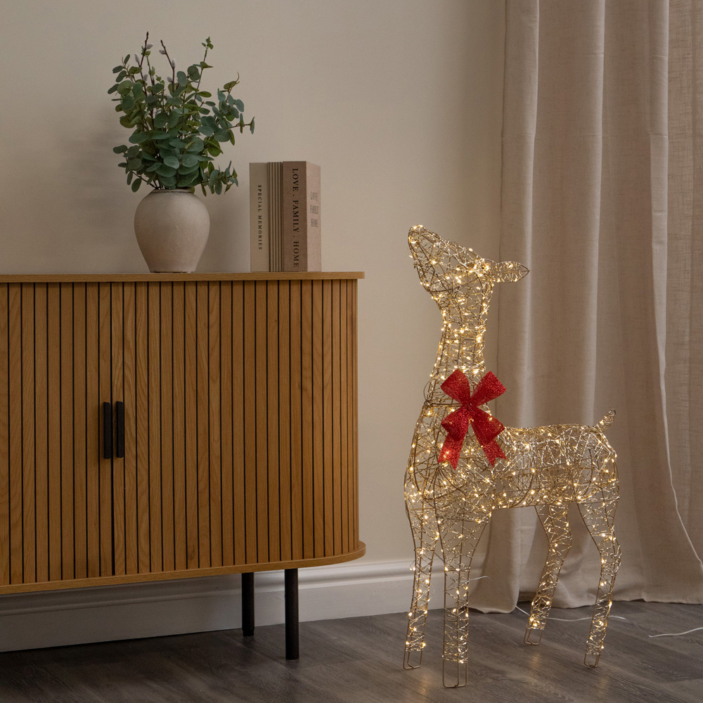 Samuel Alexander 300 Warm White LED Gold Twist Standing Reindeer Christmas Decoration 3ft Image 8