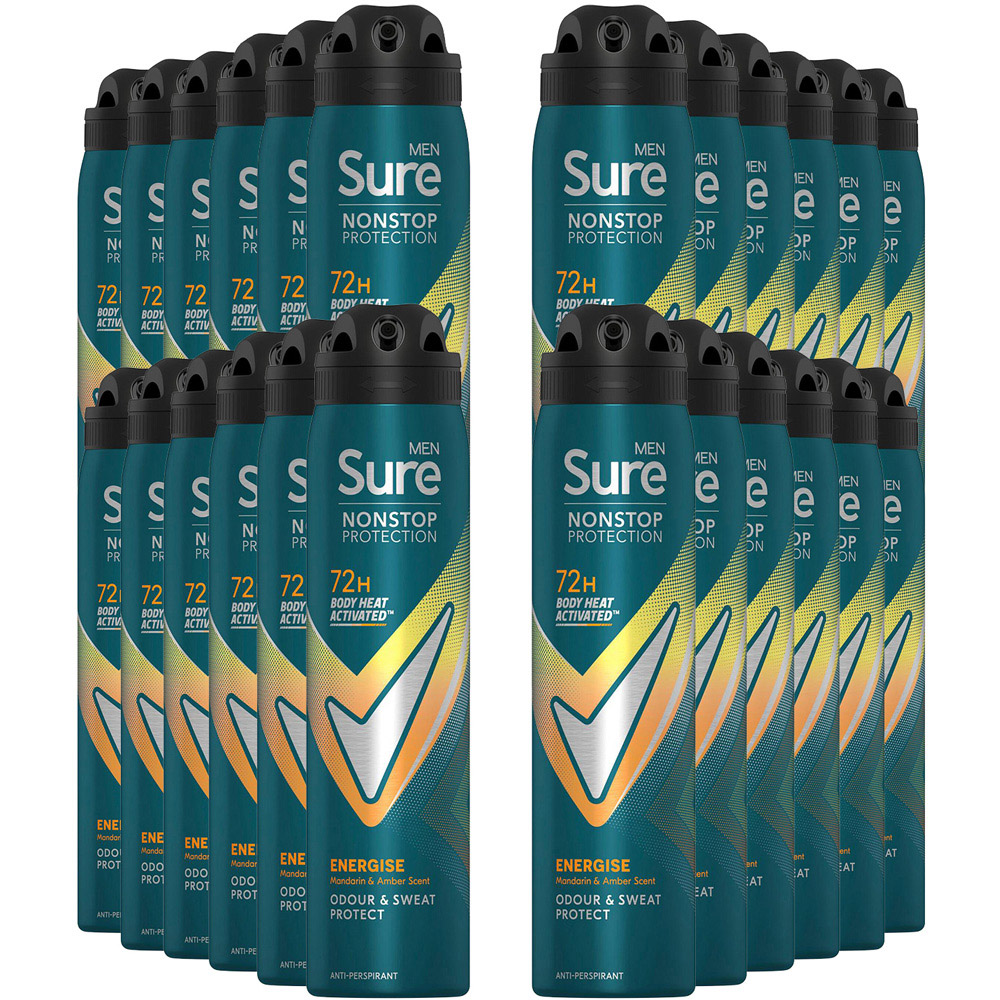 Sure Men 72H Non-Stop Protection Anti-Perspirant Energise Cobalt Dry Deodorant 150ml 24 Pack Image 1