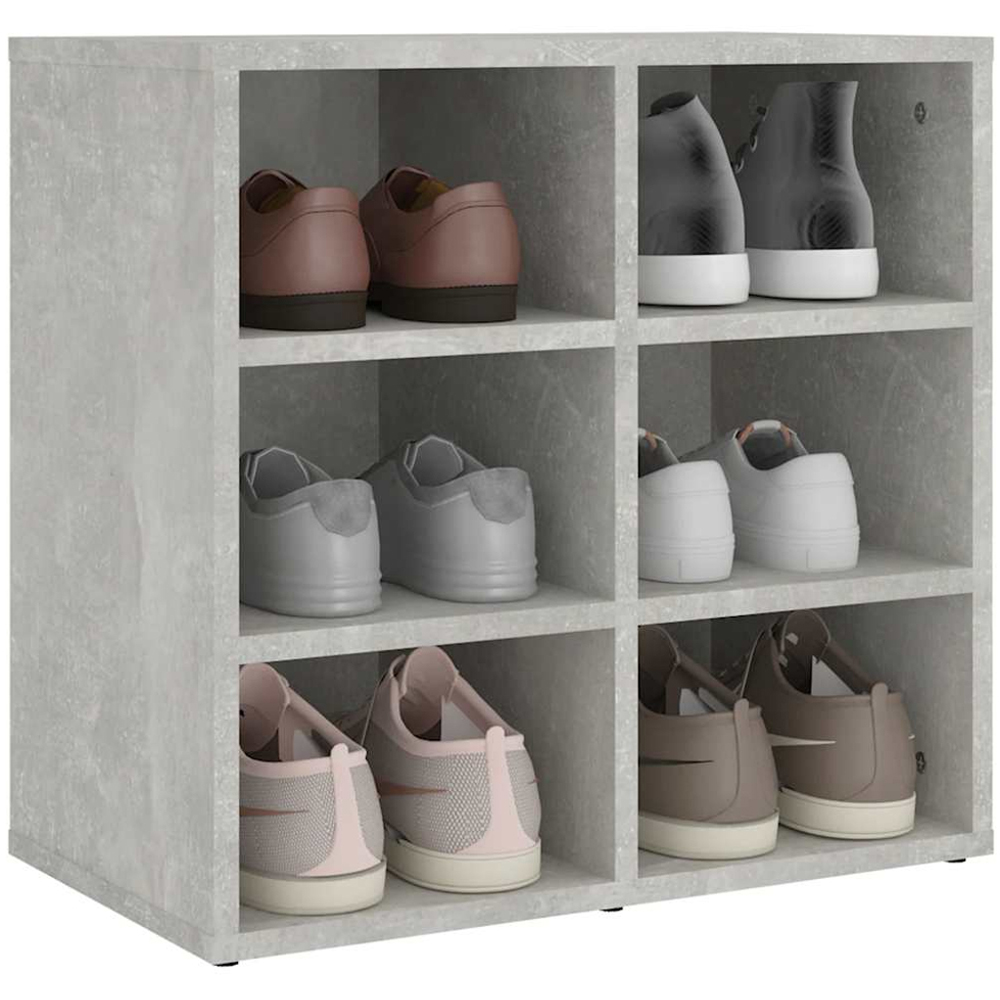 vidaXL 12 Open Shelf Concrete Grey Shoe Storage Cabinet Set of 2 Image 3