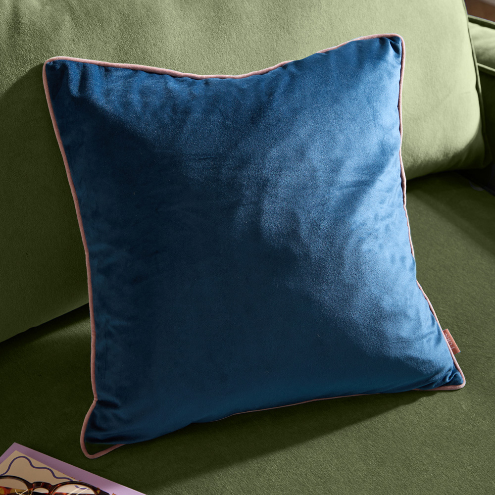 Furn Meridian Petrol and Blush Velvet Cushion 45 x 45cm Image 2