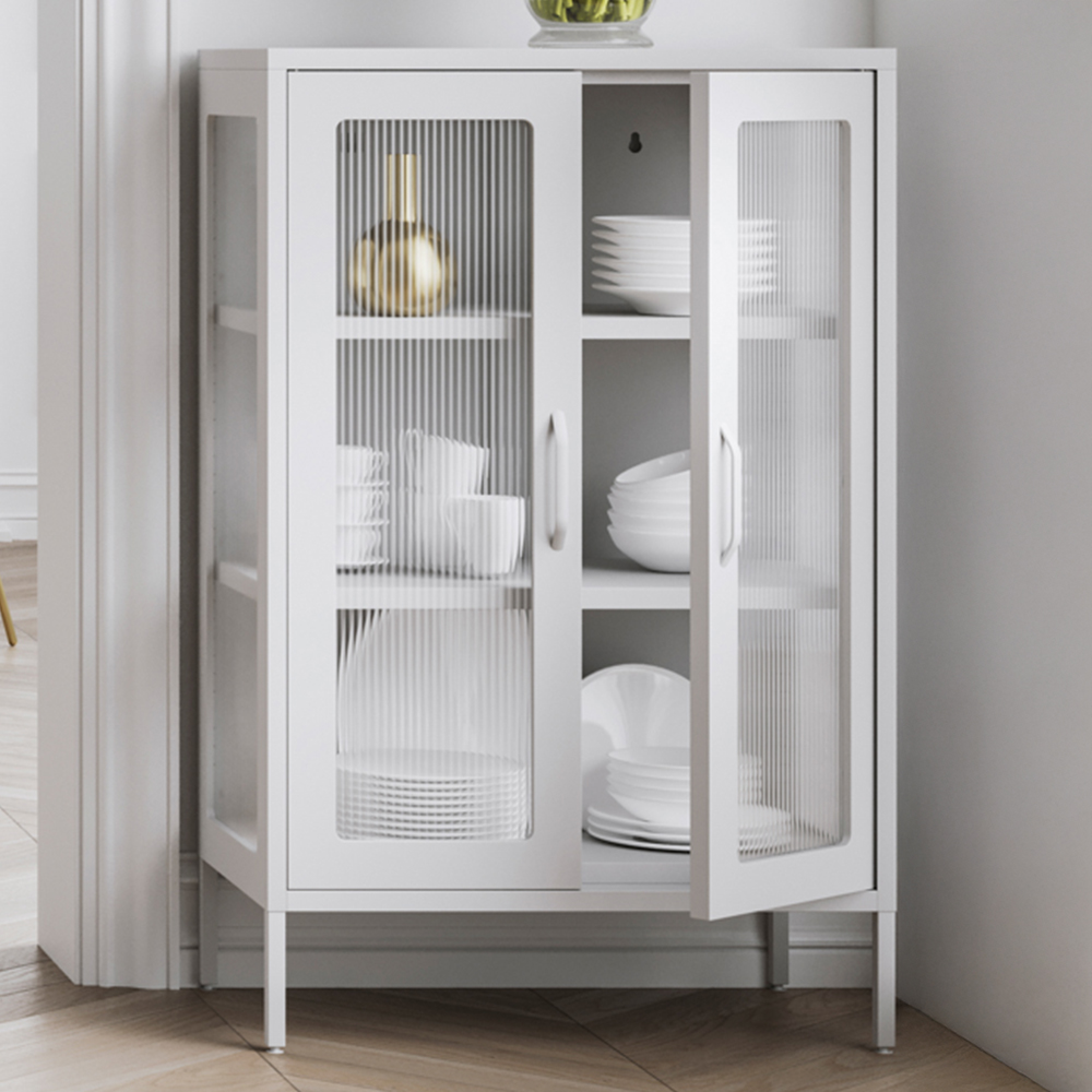 LPD Home Marsh 2 Door White Glass Display Cabinet Image 1