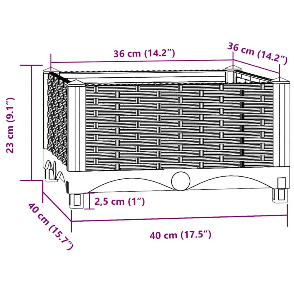 vidaXL White Polypropylene Raised Garden Bed 4 x 40 x 23cm Image 7