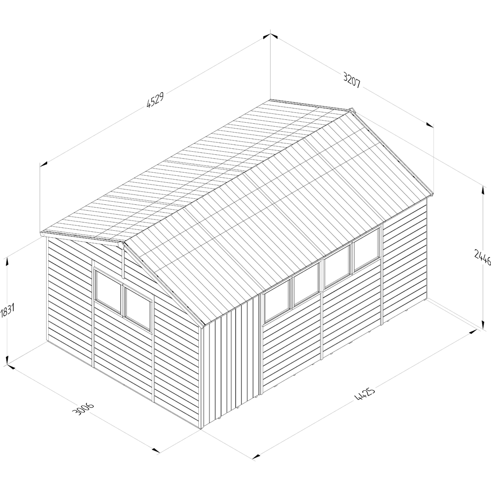 Forest Garden Timberdale 15 x 10ft 2 Opening Tongue and Groove Reverse Apex Garden Shed Image 9