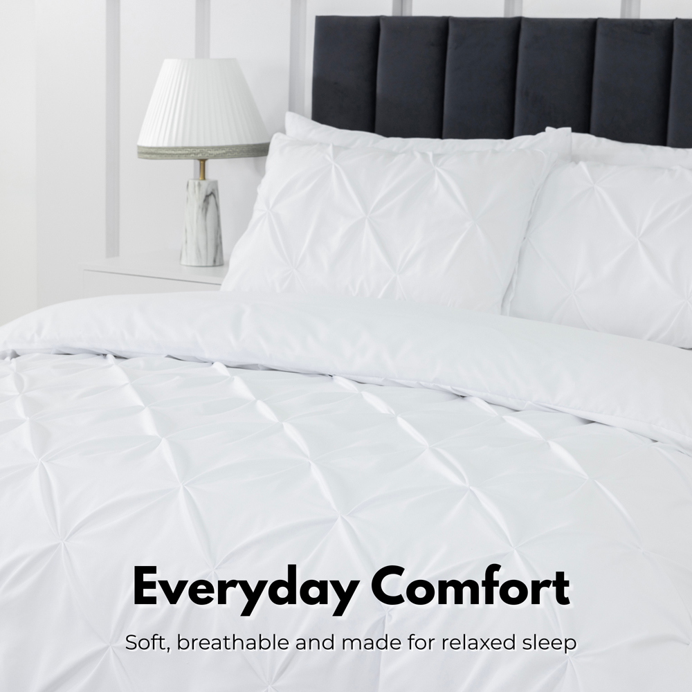 MHG Living Double White Microfibre Pintuck Duvet Cover Set Image 6