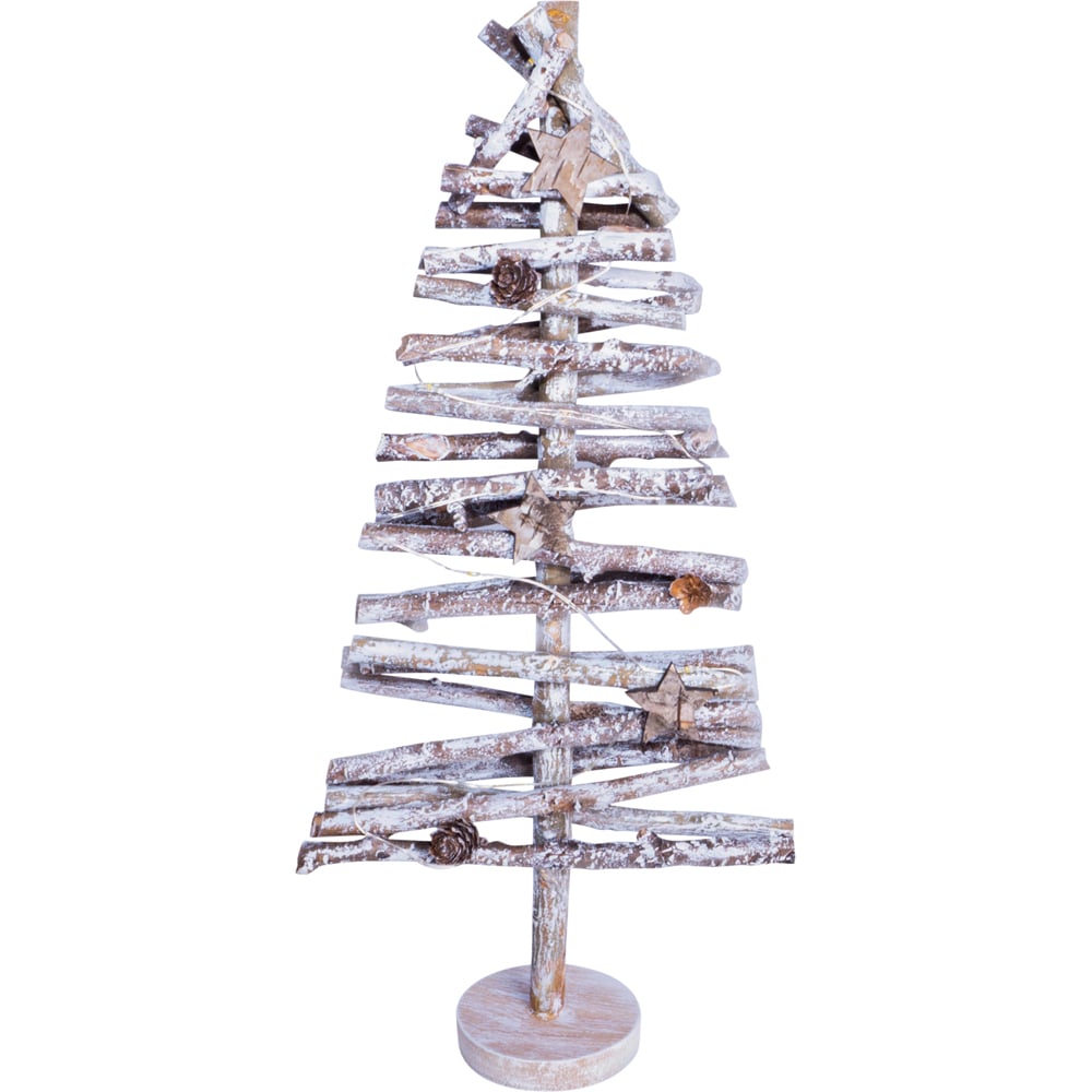 St Helens Brown Wooden White Snow Birch Christmas Tree Image 1