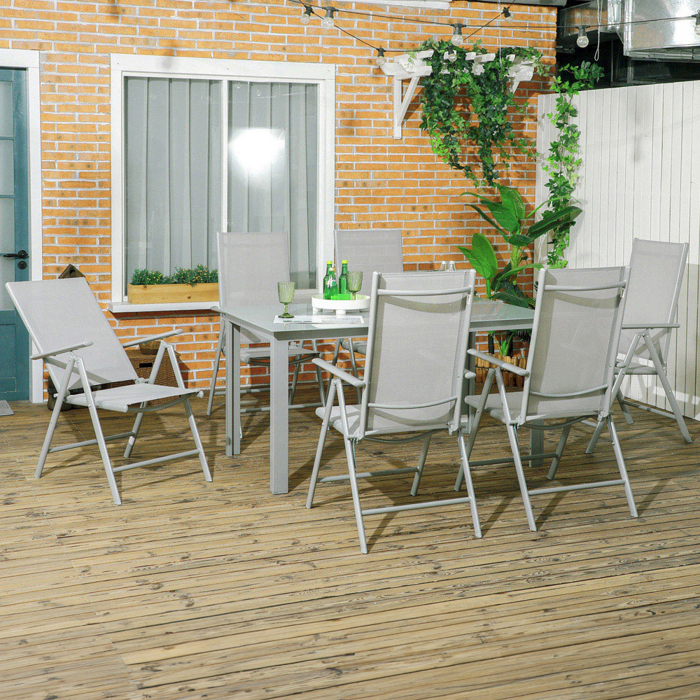 Outsunny 6 Seater Grey Garden Dining Set Image 1