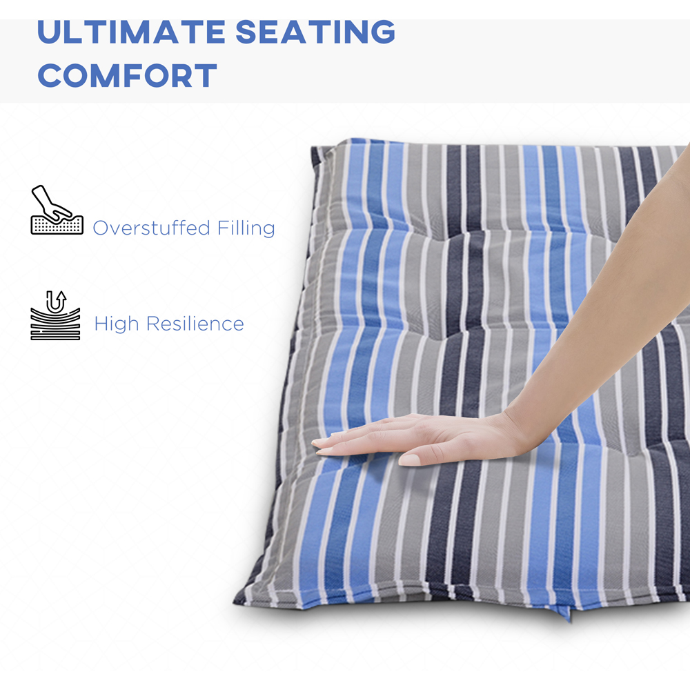 Outsunny 2-3 Seater Blue Stripes Bench Seat Pad 120 x 50cm 2 Pack Image 5