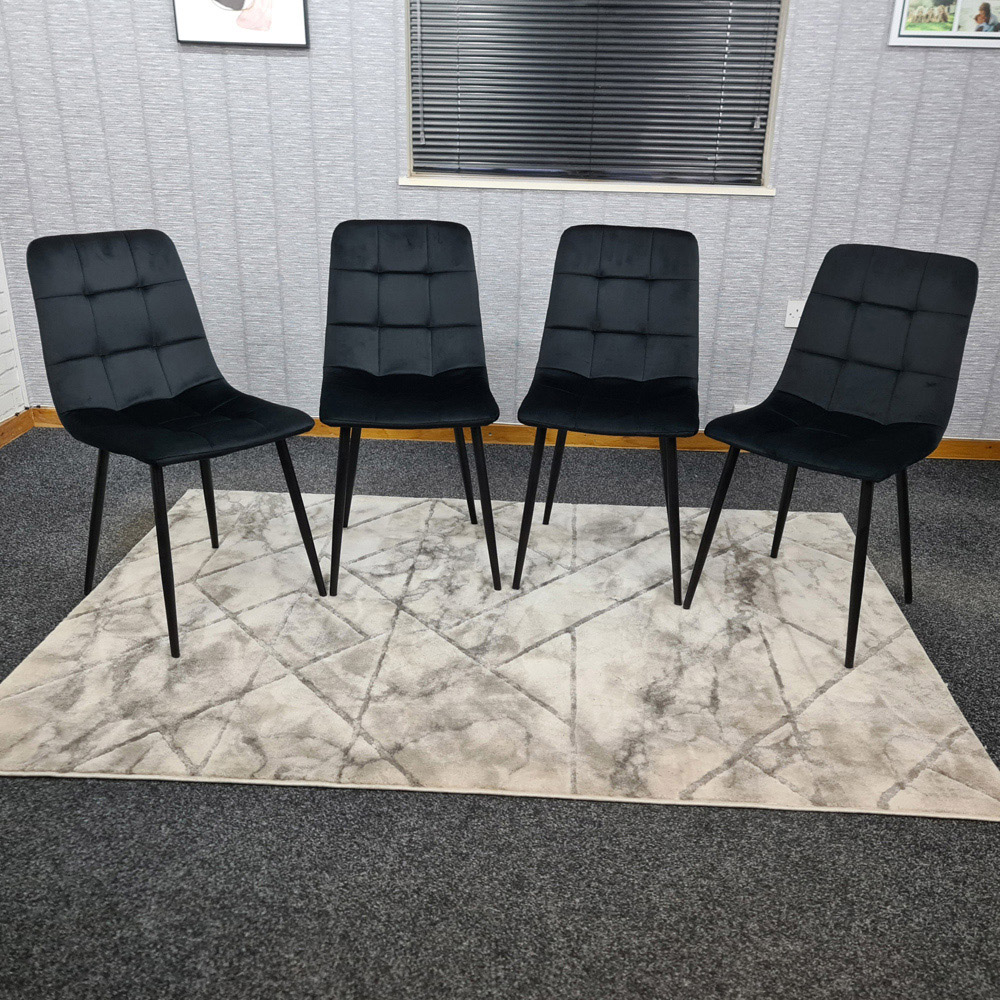 Denver Set of 4 Black Velvet Dining Chairs Image 2