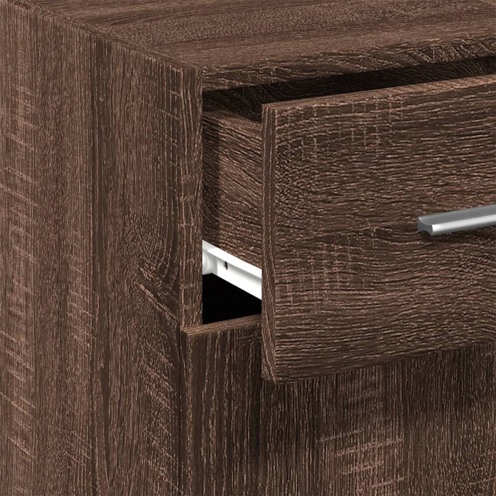 vidaXL Single Door Single Drawer Brown Oak Sideboard Image 6