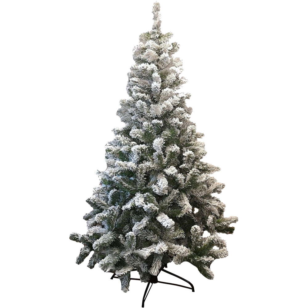 Samuel Alexander Kaemingk Imperial Pine Hinged Snow Flocked Artificial Christmas Tree with Stand 6ft Image 1