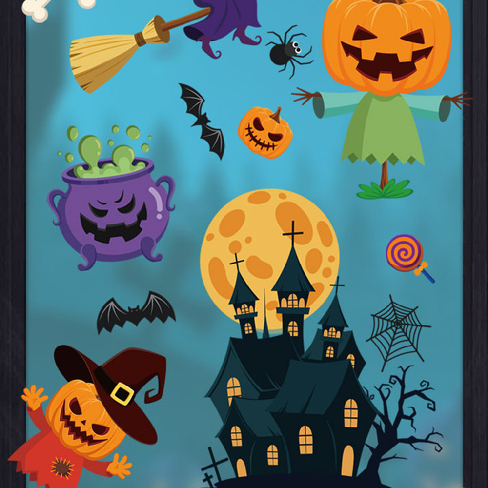 Jaoyeh Halloween Cartoon Window Clings Decals Stickers Image 2