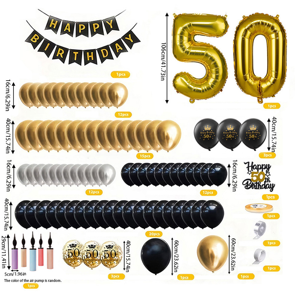 Living and Home 86 Piece 50th Birthday Gold Balloon Decorations Set Image 6