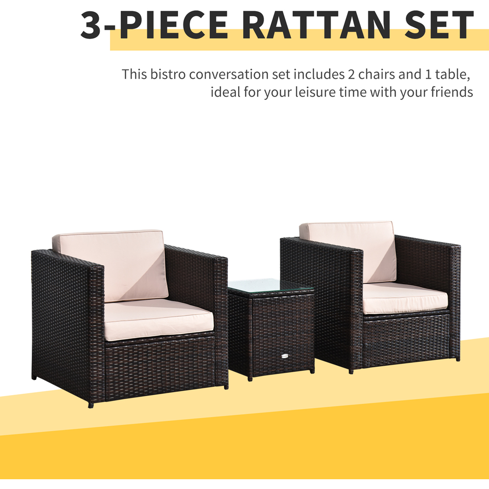 Outsunny 2 Seater Brown Rattan Sofa Set with Cushions Image 6