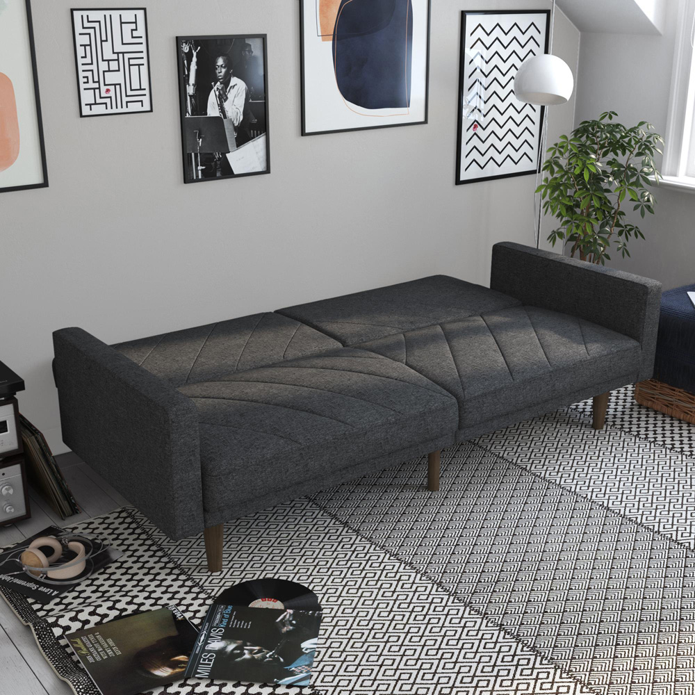 Dorel Paxson 3 Seater Linen Grey Sofa Bed with Wooden Feet Image 8