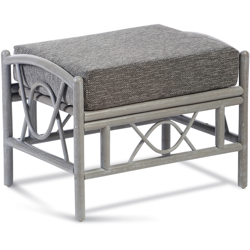 Desser Bali Slate Grey Fabric Natural Rattan Footstool Image 2