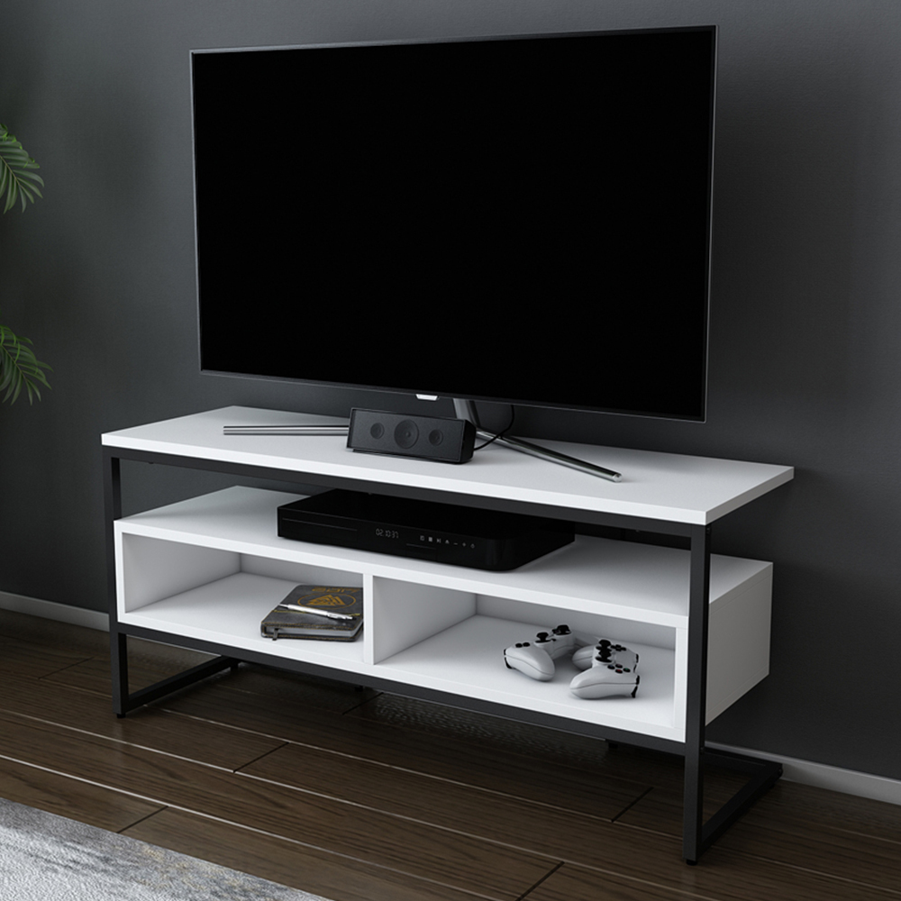 Decorotika Merrion 3 Shelf Black and White TV Unit Image 6