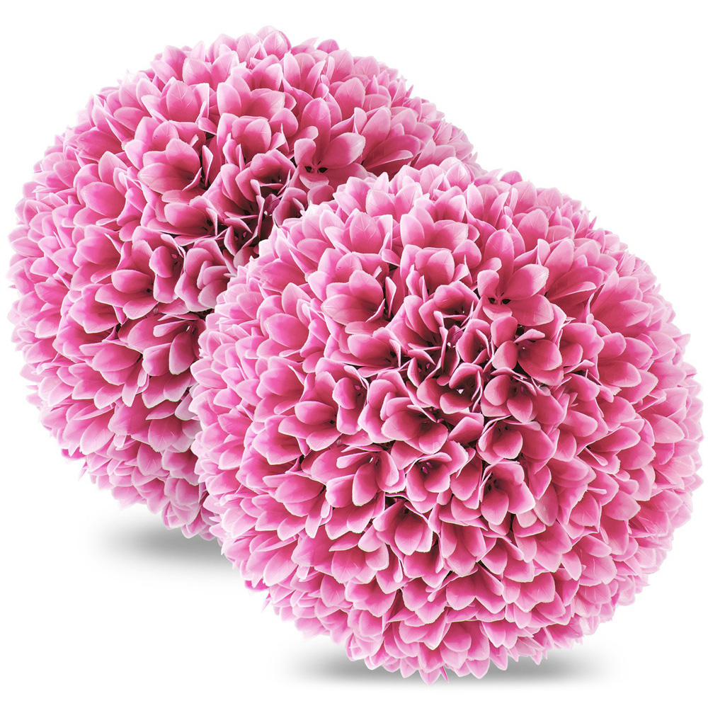 Costway 2 Piece Pink Topiary Ball Artificial Plant 28cm Image 1