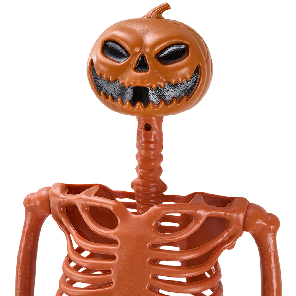 Living and Home Orange Posable Pumpkin Skeleton Halloween Decoration 3ft Image 5