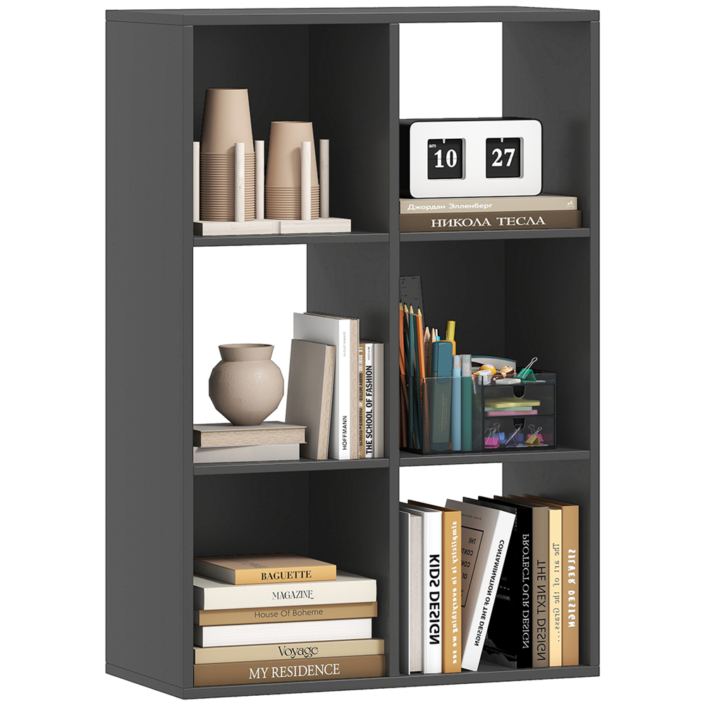 HOMCOM 6 Cube Black Bookshelf Image 2