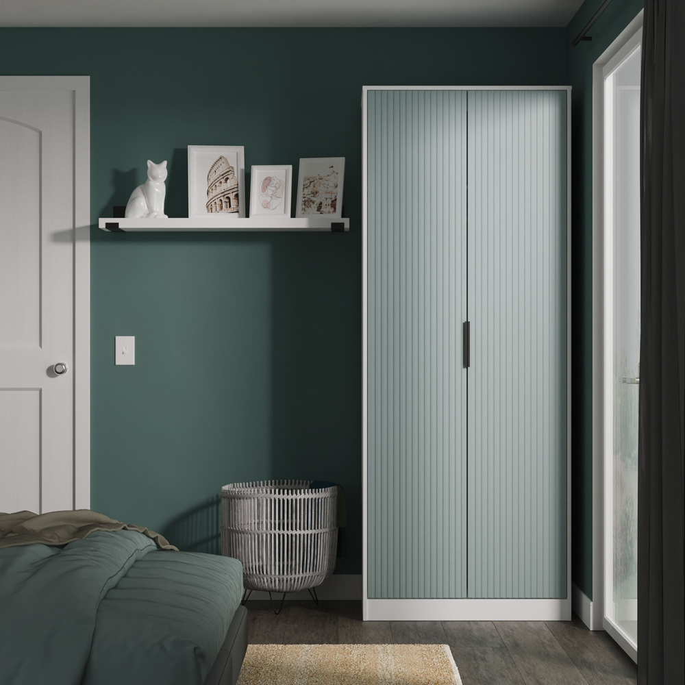 Crowndale Fluted 2 Door Duck and White Matt Tall Wardrobe Ready Assembled Image 8