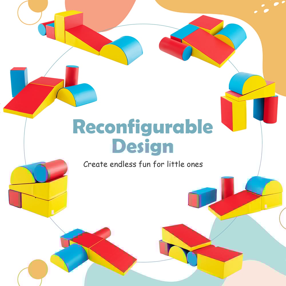 Costway Blue and Red Kids Soft Climb and Crawl Playset 5 Piece Image 6