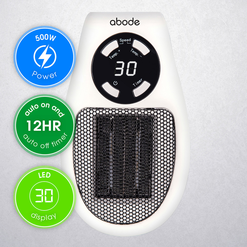 Abode APH1001 White Ceramic Plug-in Heater 500W Image 8