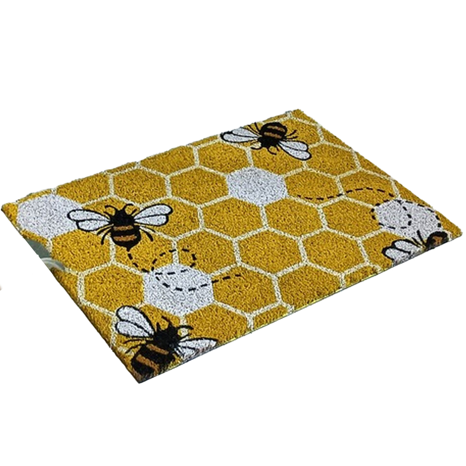 Yellow Tufted Coir Door Mat 40 x 60cm Image 1