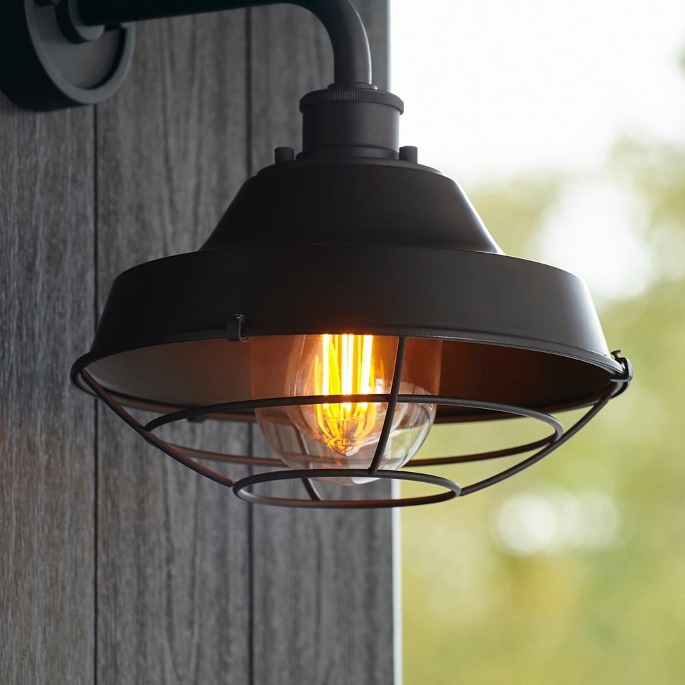 Merano Brindisi Matt Black Clear Glass Textured Outdoor Dome Wall Lamp Image 4