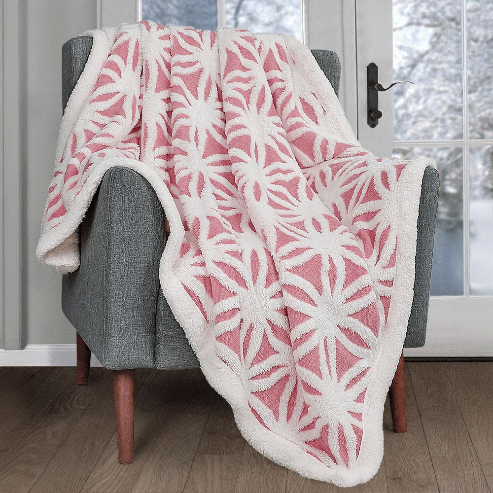 Velosso Coral Pink Orbit Sherpa Throw 127 x 152cm Image 2