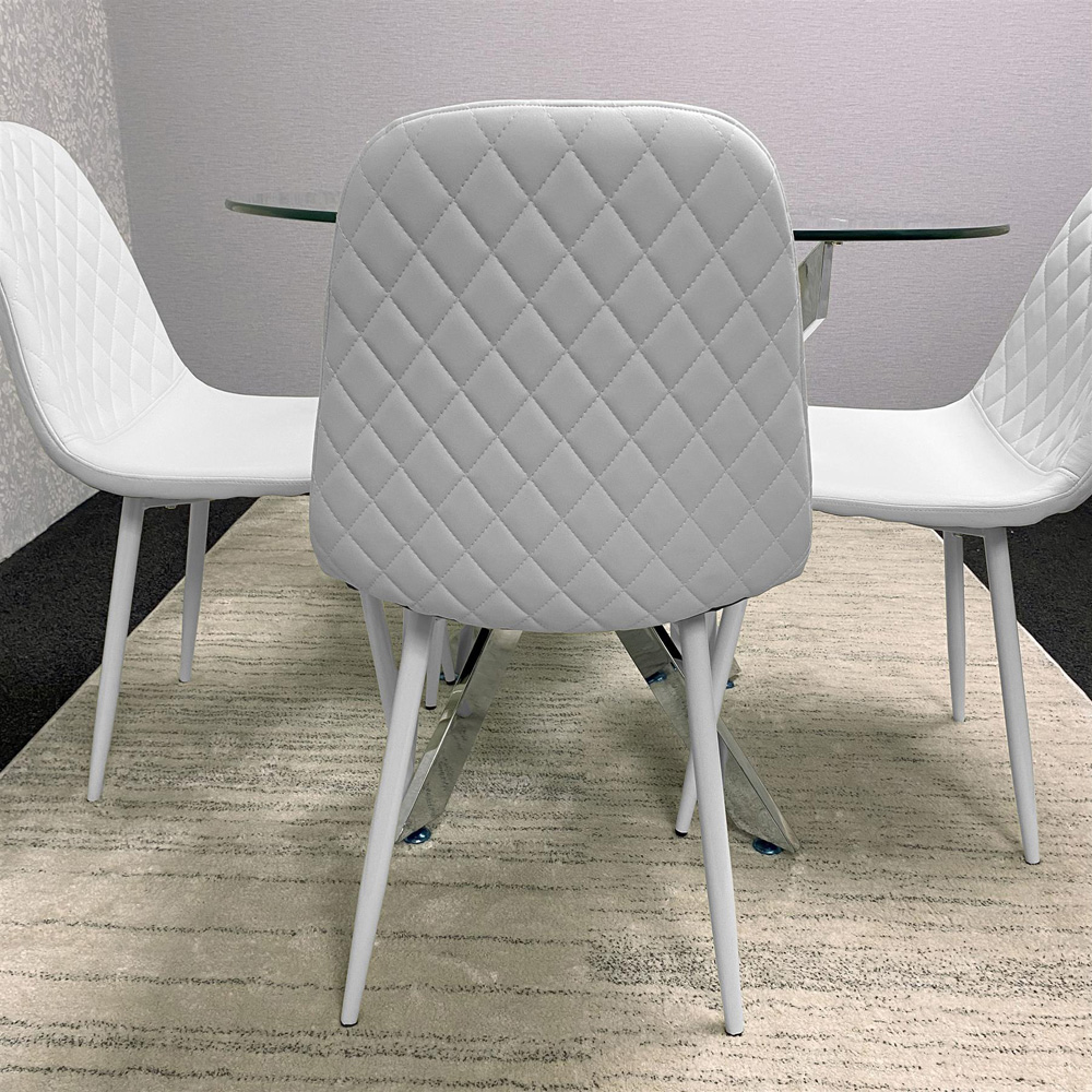 Kosy Koala Maya Gem 4 Seater Round Glass Dining Set White Image 3