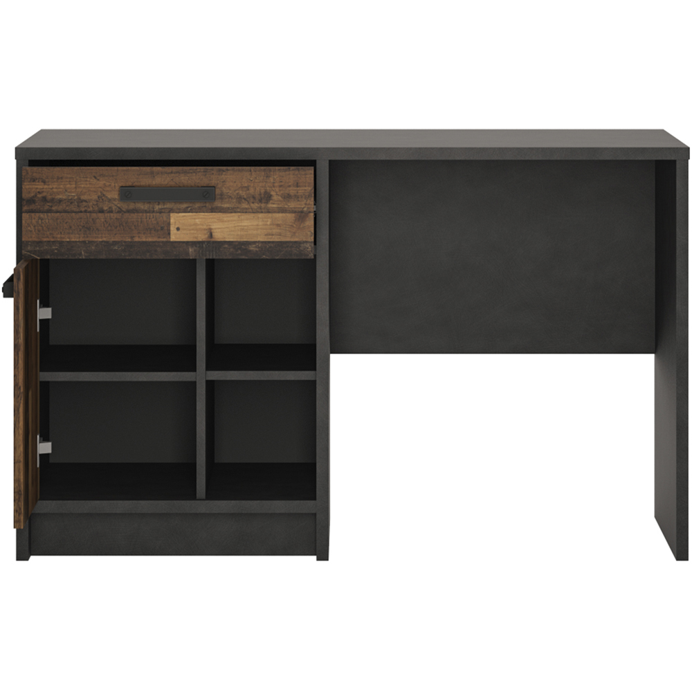 Florence Brooklyn Single Door Single Drawer Desk Walnut and Dark Matera Grey Image 3