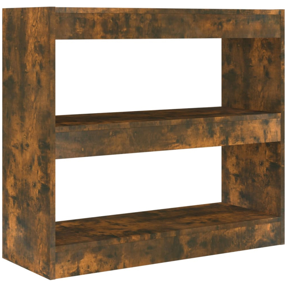 vidaXL 2 Shelf Smoked Oak Bookcase Image 2