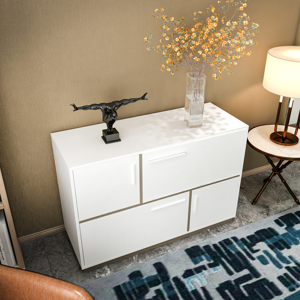 Decorotika Mares 4 Door White and Galaxy Coffee Sideboard Cabinet Image 5