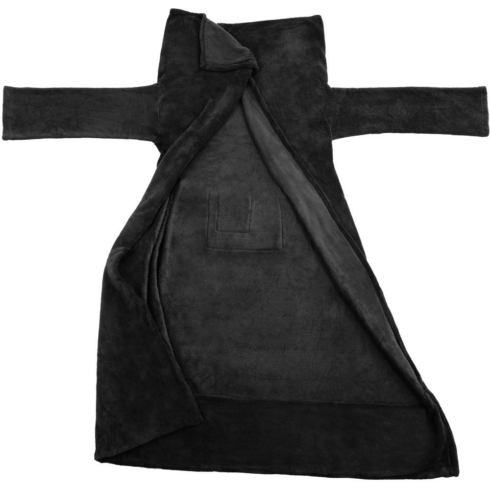 tectake Black Wearable Snuggle Throw with Arms 200 x 170cm Image 1