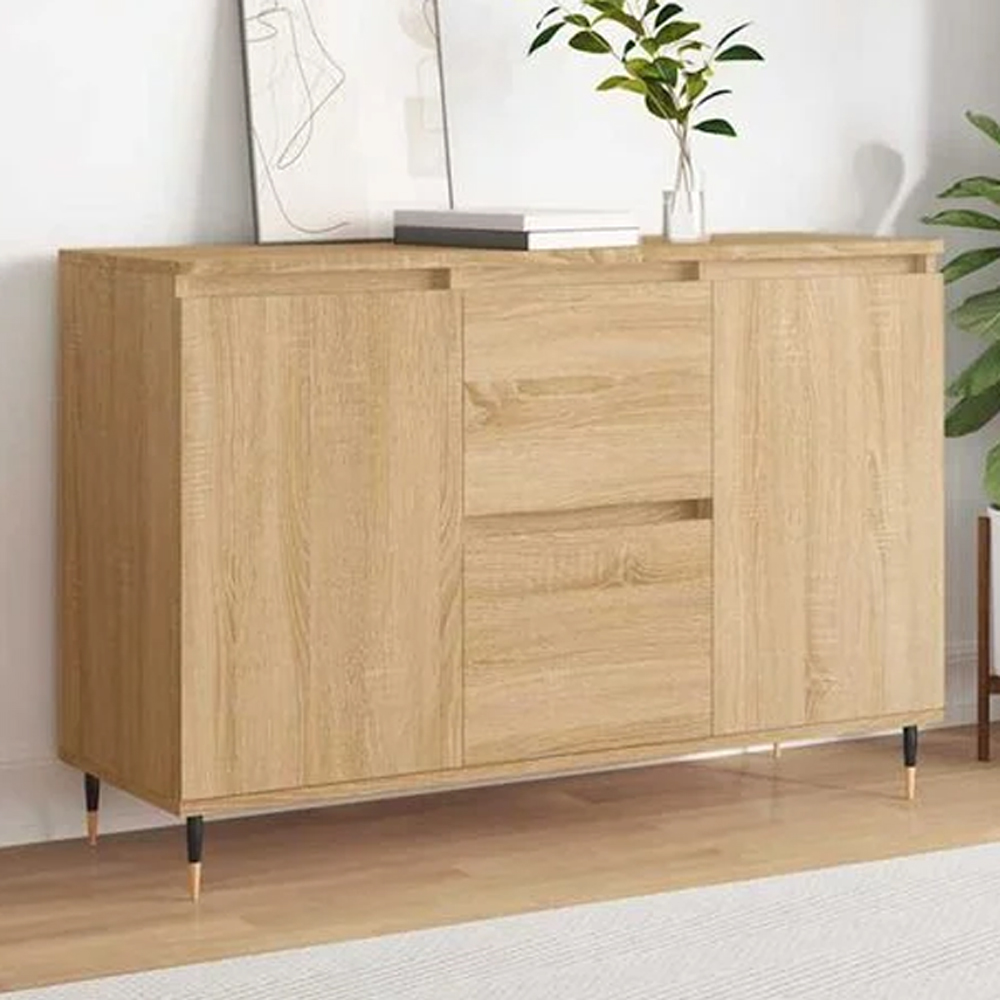 vidaXL 2 Door 2 Drawer Sonoma Oak Sideboard Image 1