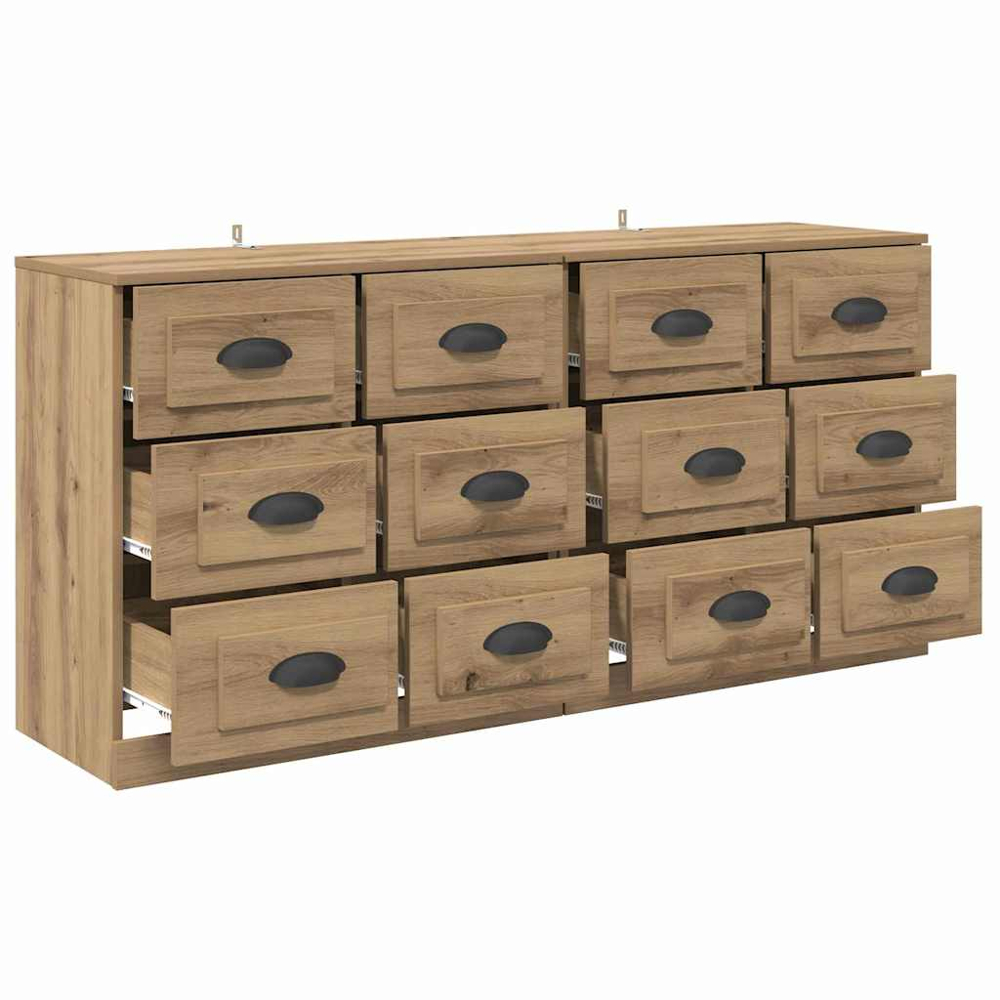 vidaXL 6 Drawer Artisan Oak Modern Sideboard Set of 2 Image 6