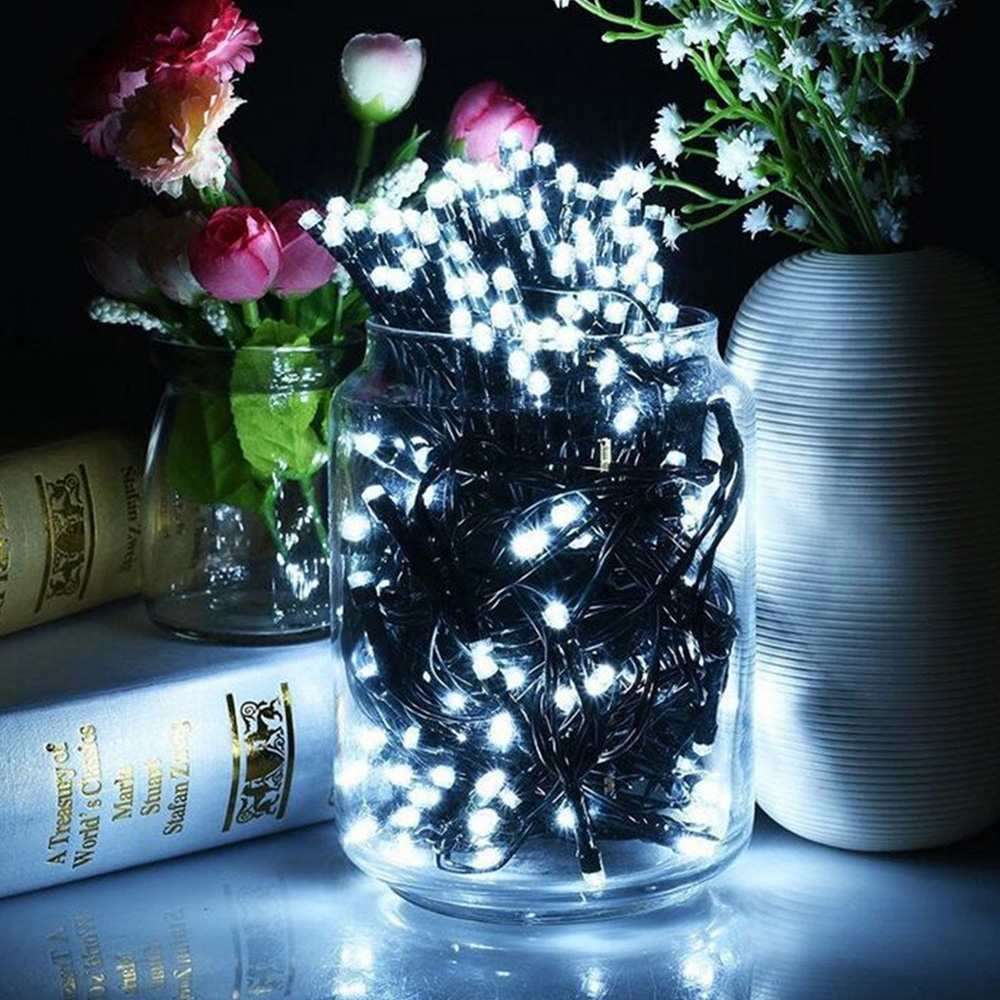 Best Artificial 500 Bright White Multi Function Mains Powered Black String Light Image 3