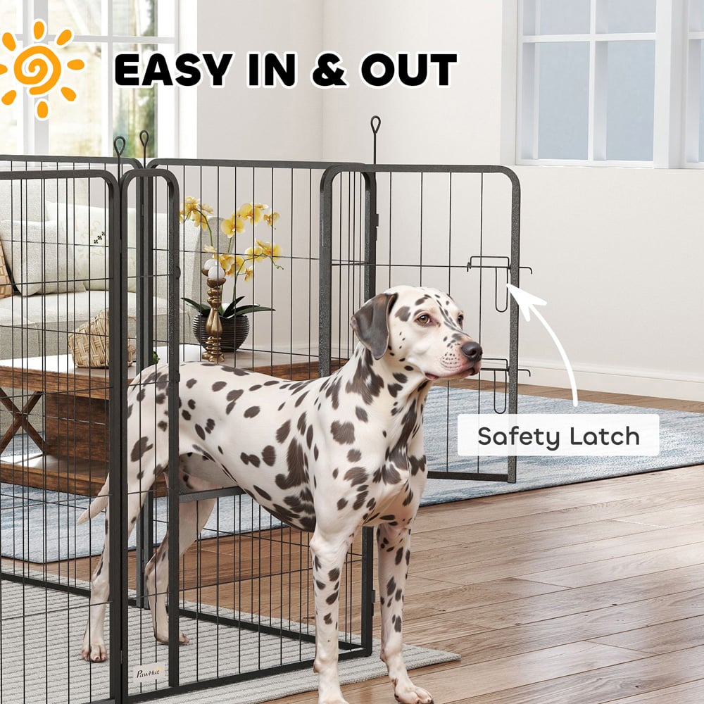 PawHut 12 Panel Black Dog Pen 100cm Image 5