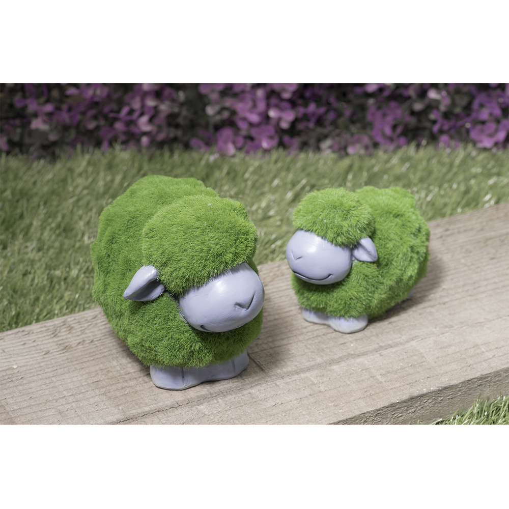 wilko Set of 2 Green and White Garden Sheep Statues Image 6