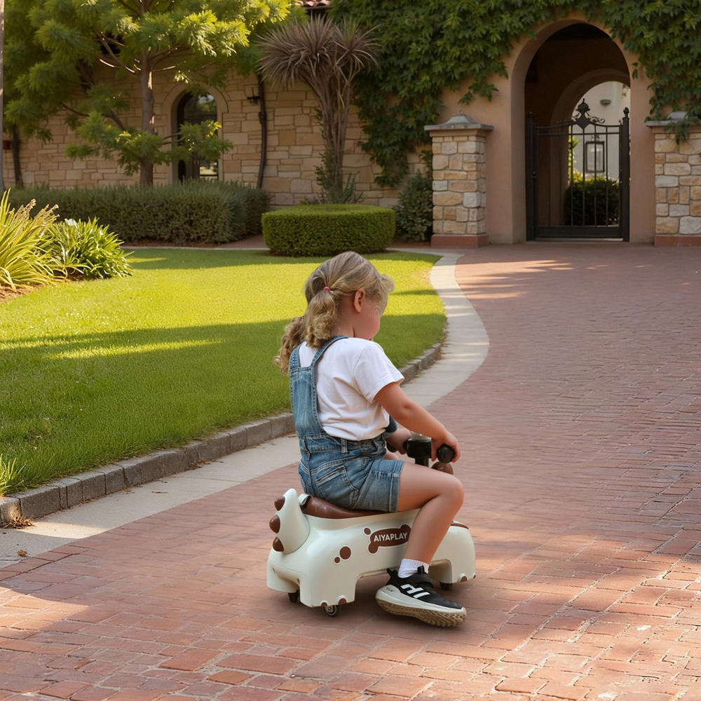 Tommy Toys AIYAPLAY Kids Cream Dinosaur Shape Ride On Car Toddler Walker Image 3