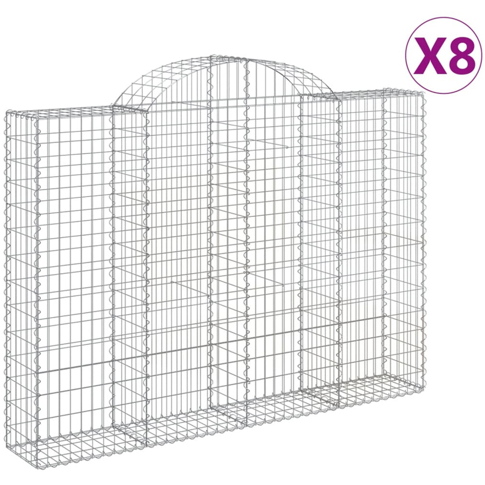 vidaXL Silver Galvanised Iron Arched Gabion Basket 200 x 30 x 140/160cm 8 Pack Image 4
