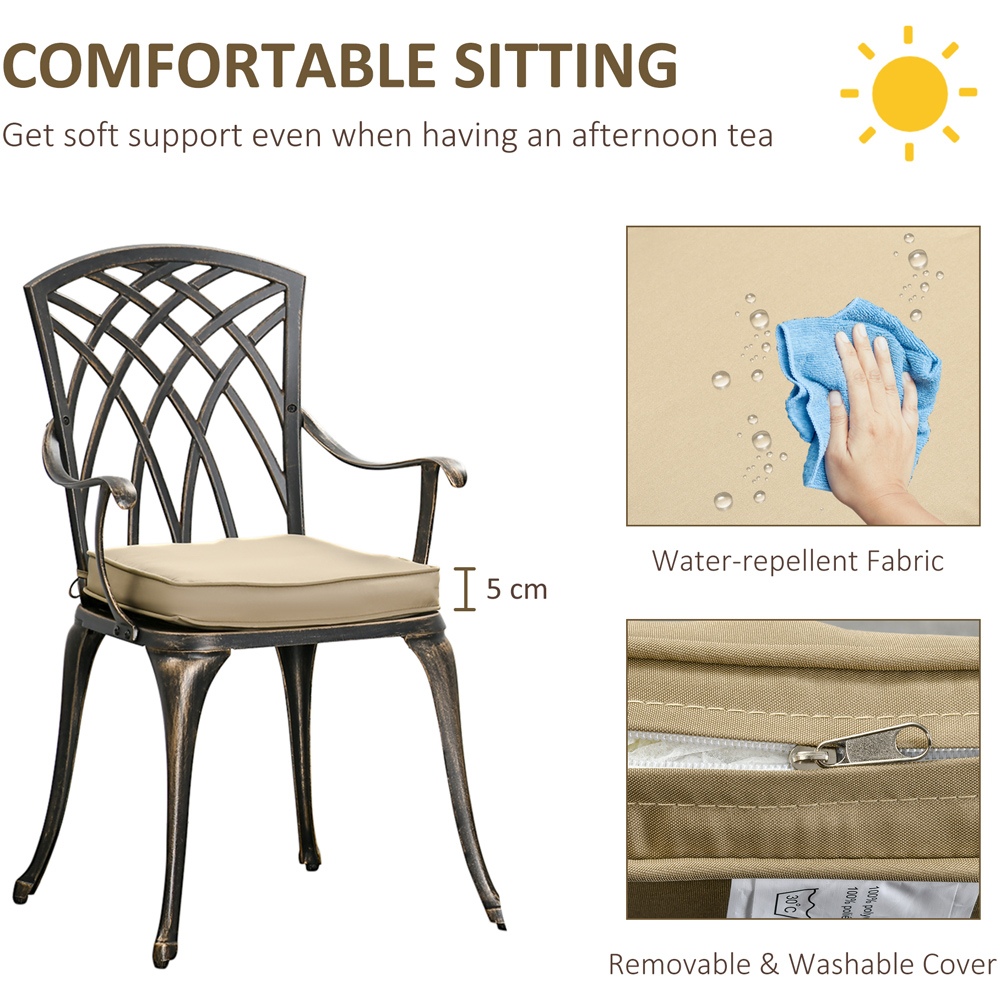 Outsunny Cast Aluminium 2 Seater Garden Bistro Set Bronze Image 6