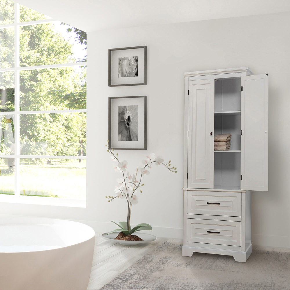 Teamson Home St James 2 Door 2 Drawer White Tower Cabinet Image 8