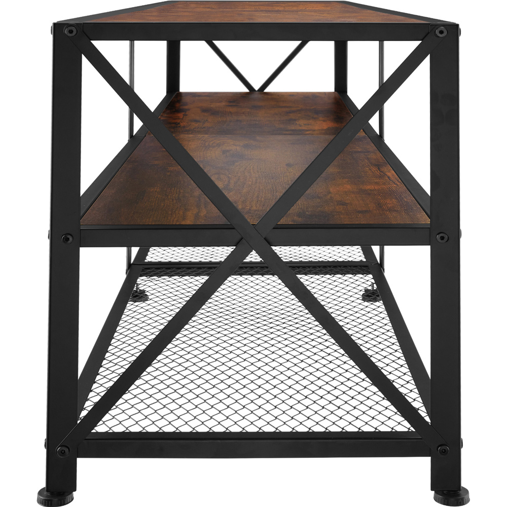 tectake 3 Shelf Dark Wooden and Steel TV Stand Image 4