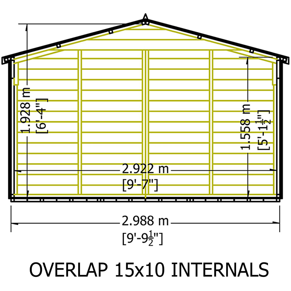 Shire 10 x 15ft Double Door Overlap Apex Wooden Shed with Window Image 8