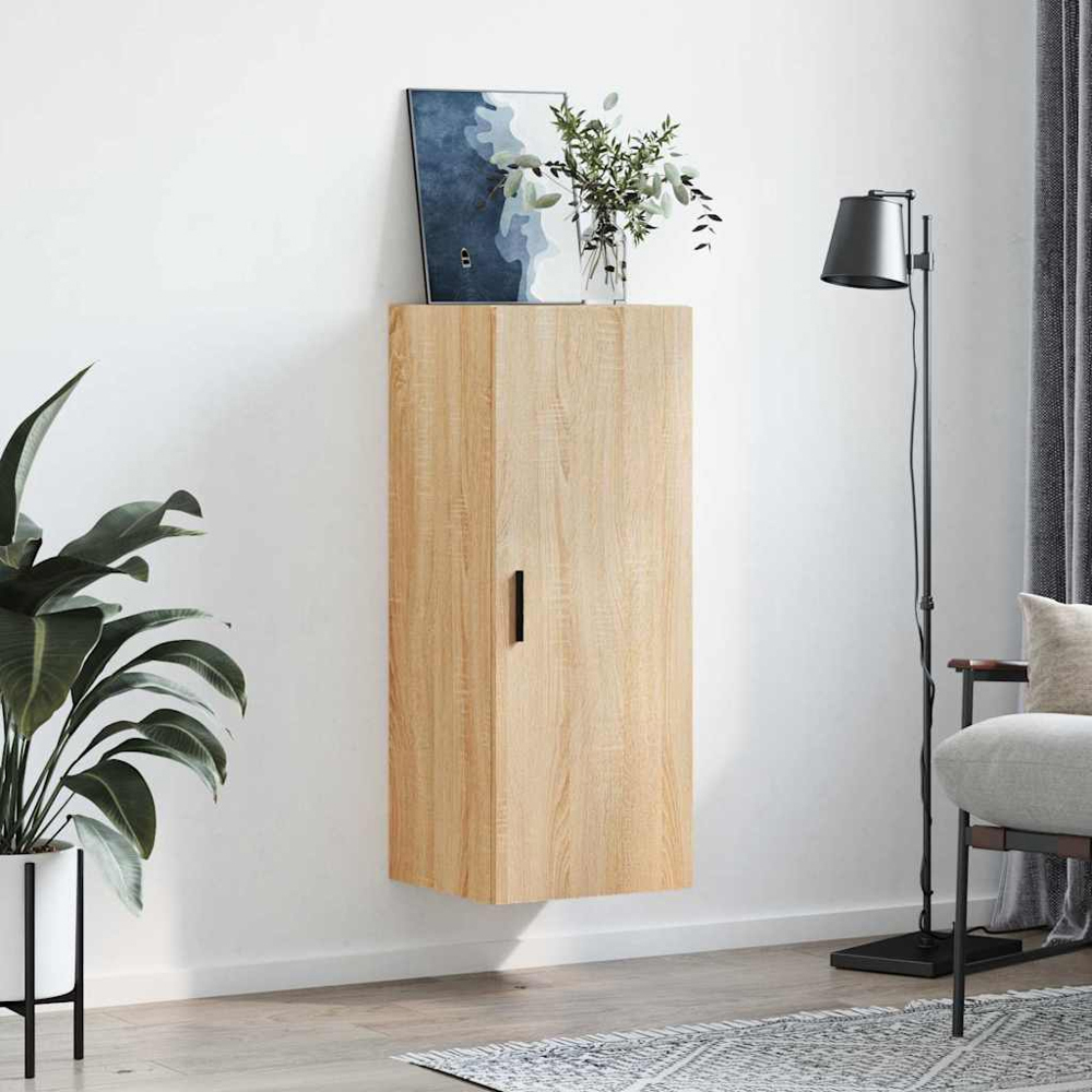 vidaXL Single Door Sonoma Oak Wall Mounted Slim Storage Cabinet Image 9